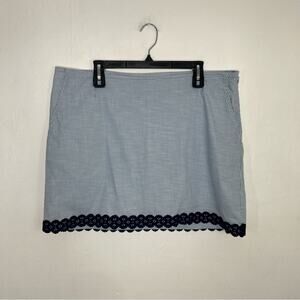 Golftini Blue & White Striped Golf Tennis Cotton Skort Lace Trim Size 16